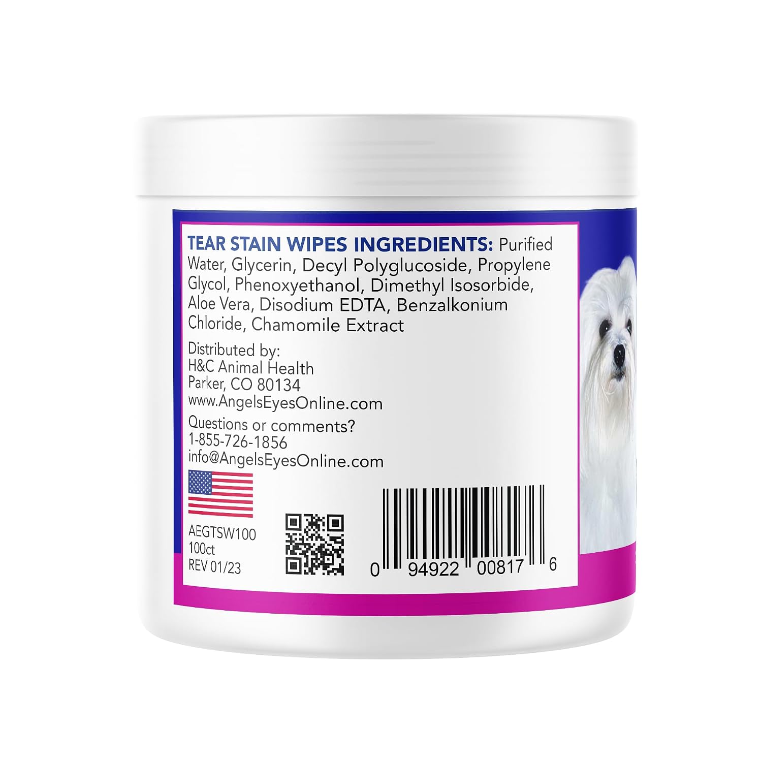 Angels' Eyes Dog & Cat Tear Stain Wipes | Eye Stain Remover Pads 100ct