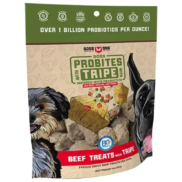 Boss Dog Probites Tripe Treats (Dogs & Cats), Beef Recipe, 3 oz Bag