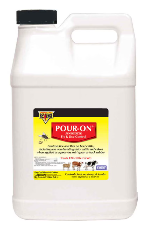 Bonide Revenge Pour-On Fly & Lice Control – Ready-to-Use Livestock Insecticide for Cattle, Sheep & Horses, 2.5 Gallon