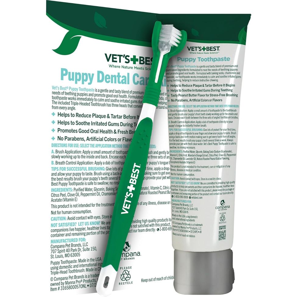 Vet’s Best Puppy Dental Care Kit – Peanut Butter Flavor, 3.5 oz