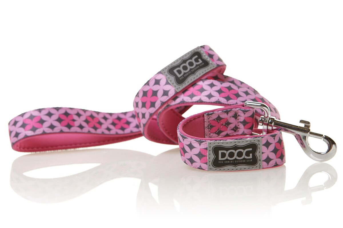 DOOG Toto Neoprene Dog Leash Large 51" – Pink & Black Stars Quick-Dry Soft Dog Lead
