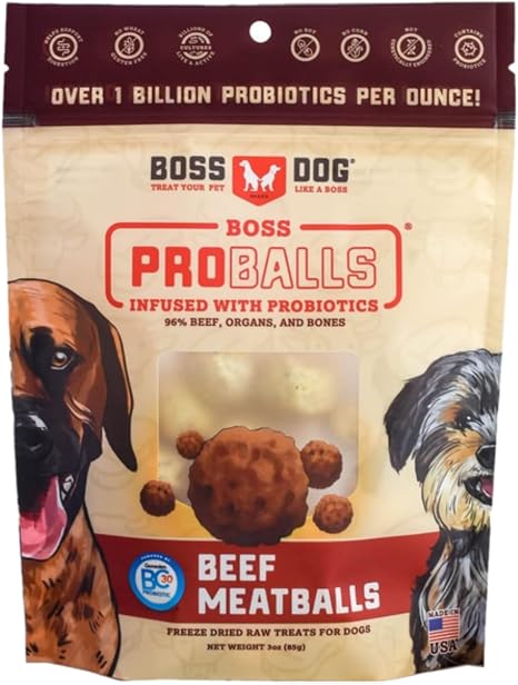 Boss Dog Proballs Treats (Dogs & Cats), Beef Recipe, 3 oz Bag