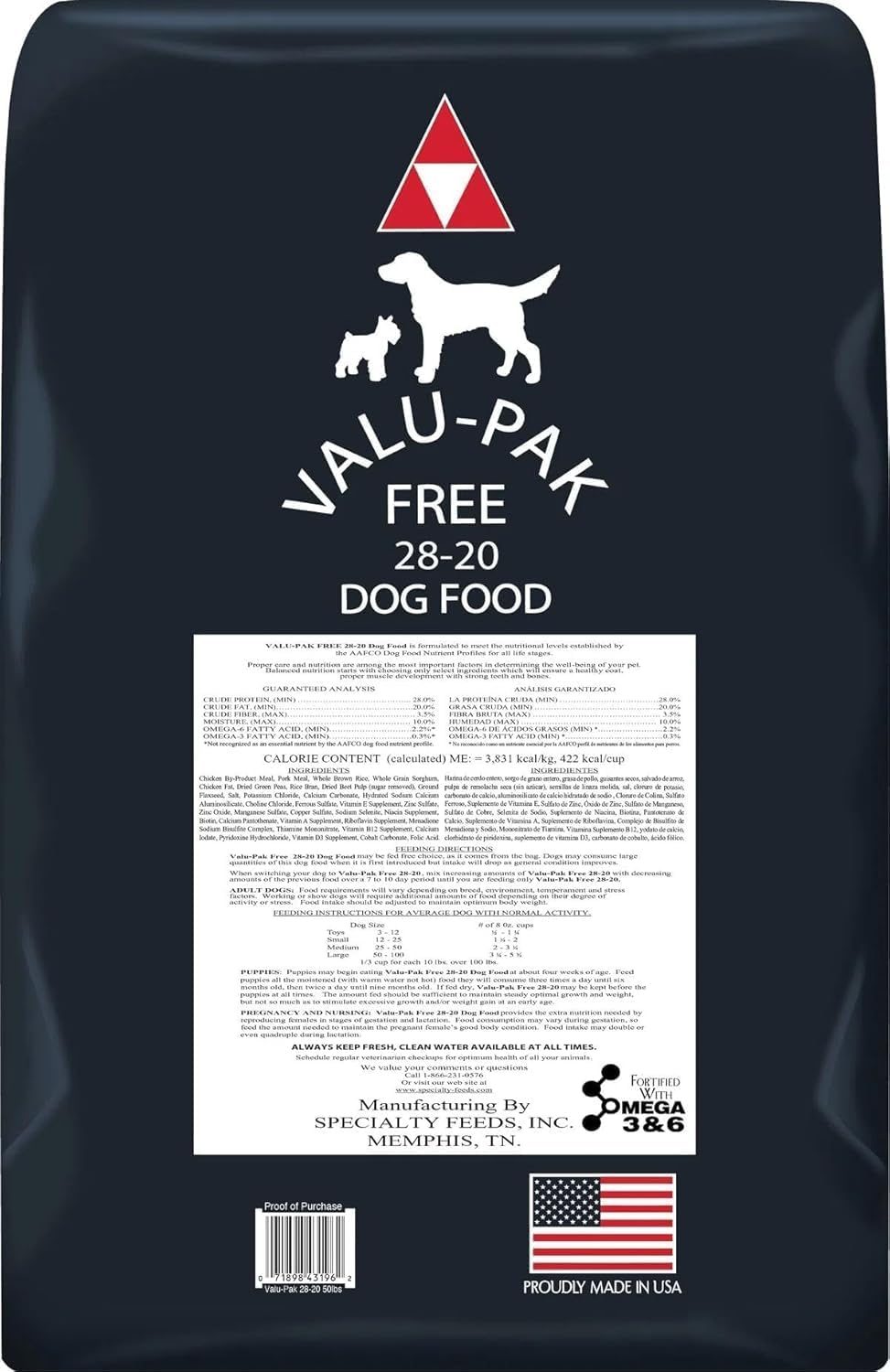 Valu-Pak Free 28-20 Dry Dog Food – Black Bag