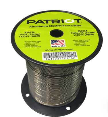 Patriot 14-Gauge Aluminum Electric Fence Wire – 1,320 ft Roll, Rust-Resistant Livestock Fencing