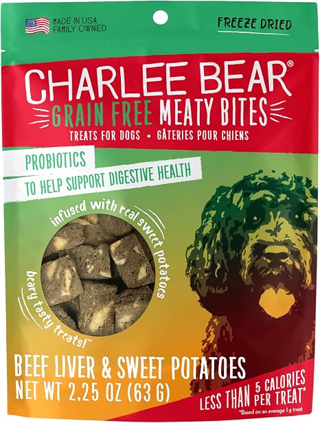 Charlee Bear Meaty Bites Beef Liver & Sweet Potato 2.25 oz – Freeze-Dried Dog Treats