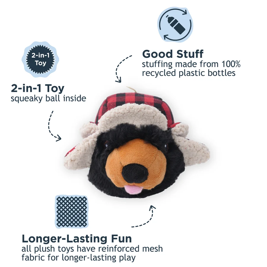 Tall Tails Bear 2-in-1 Character Head Fetch Dog Toy – 5 Inch
